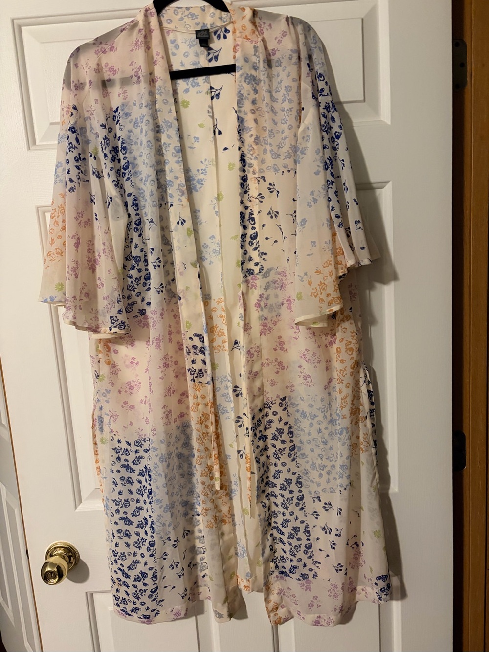 Lightweight Floral Sheer Kimono Duster - Multicolor Floral